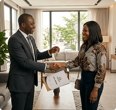 Agent closing a deal with a client