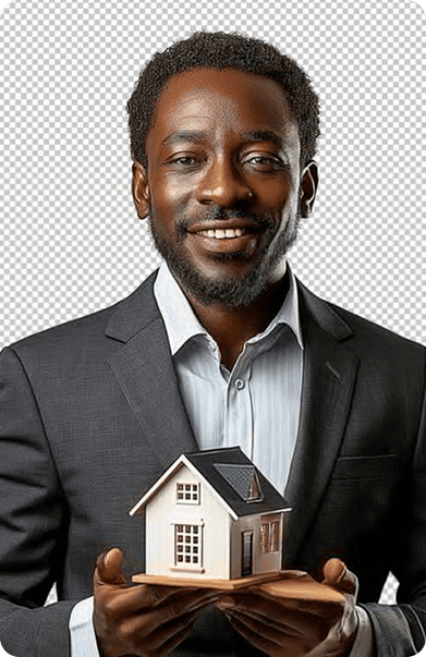 Real estate agent holding a house model